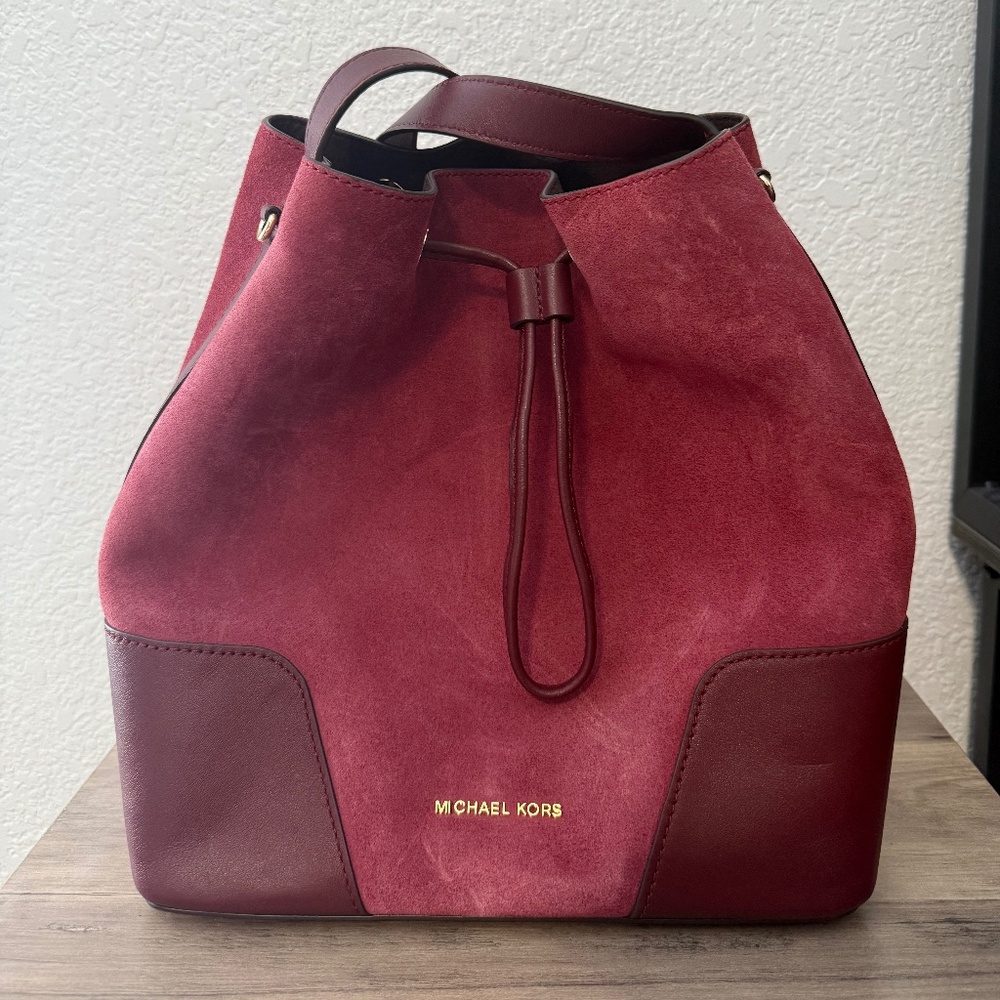 Michael Kors suede bucket bag